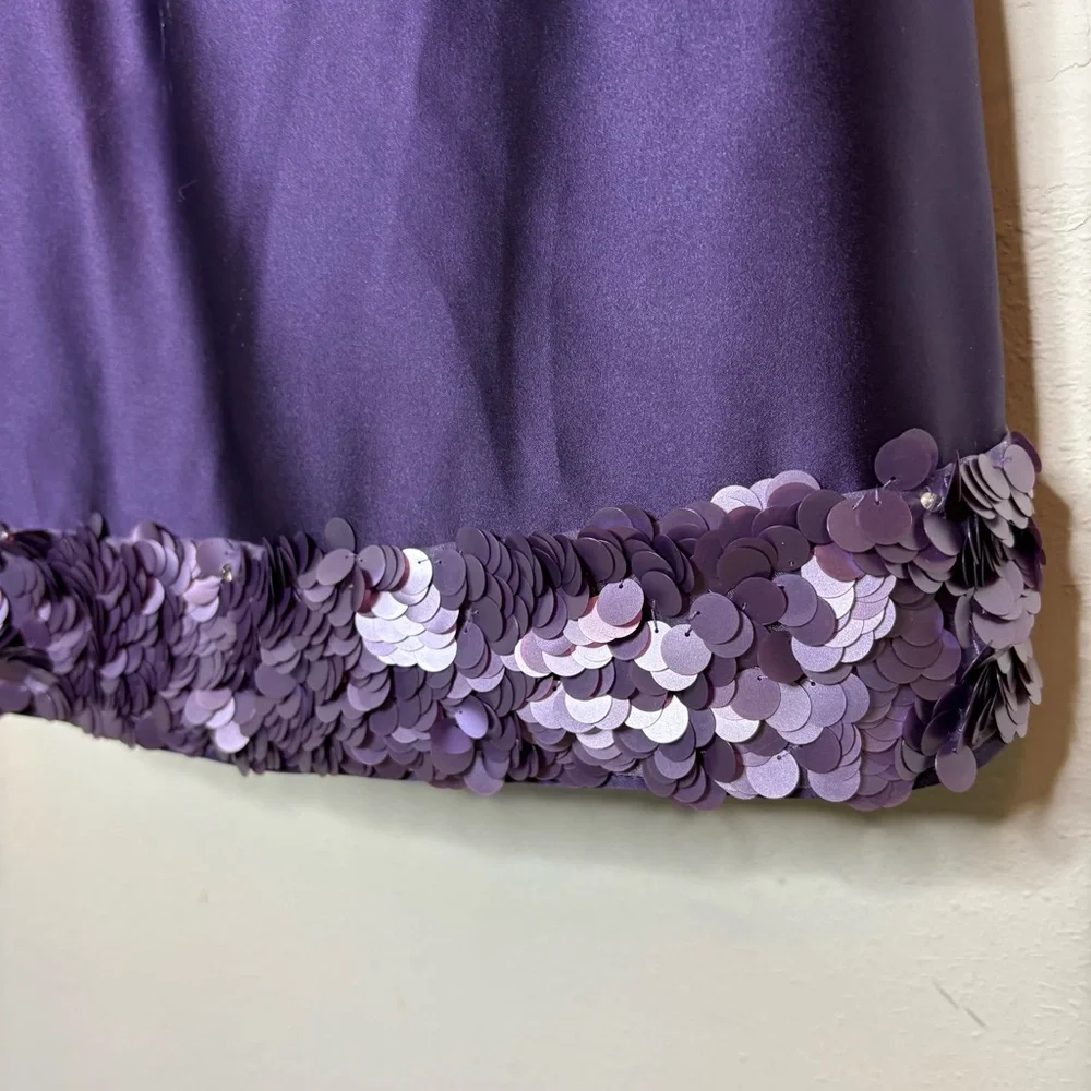 Melissa Sweet Purple Satin Strapless Party Dress Size 10 - Picture 3 of 6